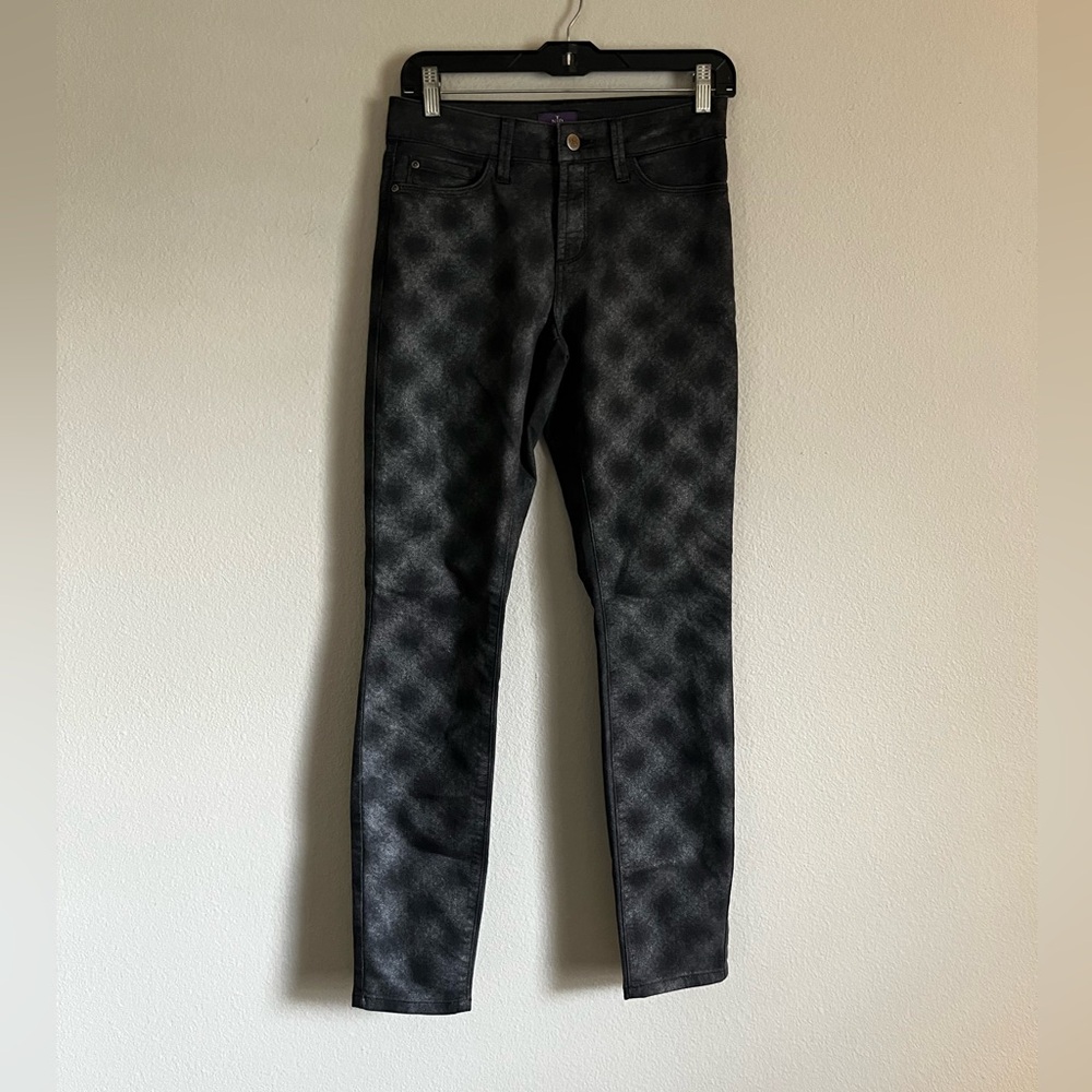 NYDJ Jeans Super Skinny Black‎ Grey Shimmer Diamond size 4